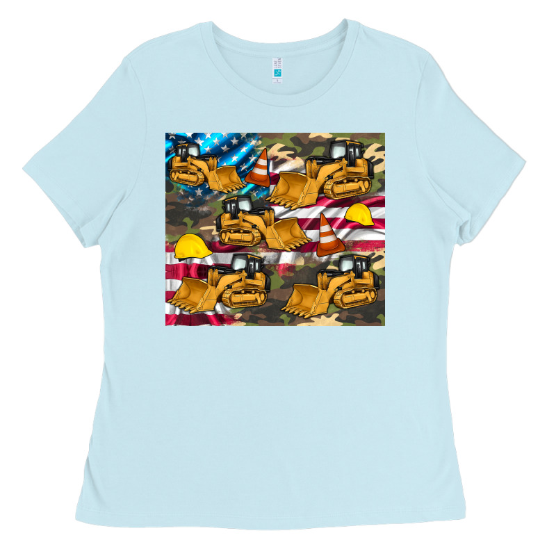 Bulldozer Camouflage American Flag Ladies Tee by Artiststas | Teevron