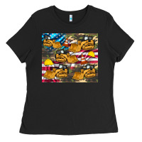 Black bulldozer camouflage american flag Ladies Tee - Artiststas