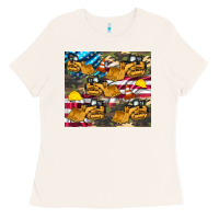 Bone bulldozer camouflage american flag Ladies Tee - Artiststas