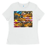 White bulldozer camouflage american flag Ladies Tee - Artiststas