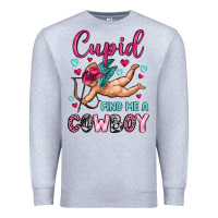 Heather Grey cupid find me a cowboy Premium Sweatshirt - OliviaCreatesArt