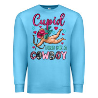 Ocean Blue cupid find me a cowboy Premium Sweatshirt - OliviaCreatesArt