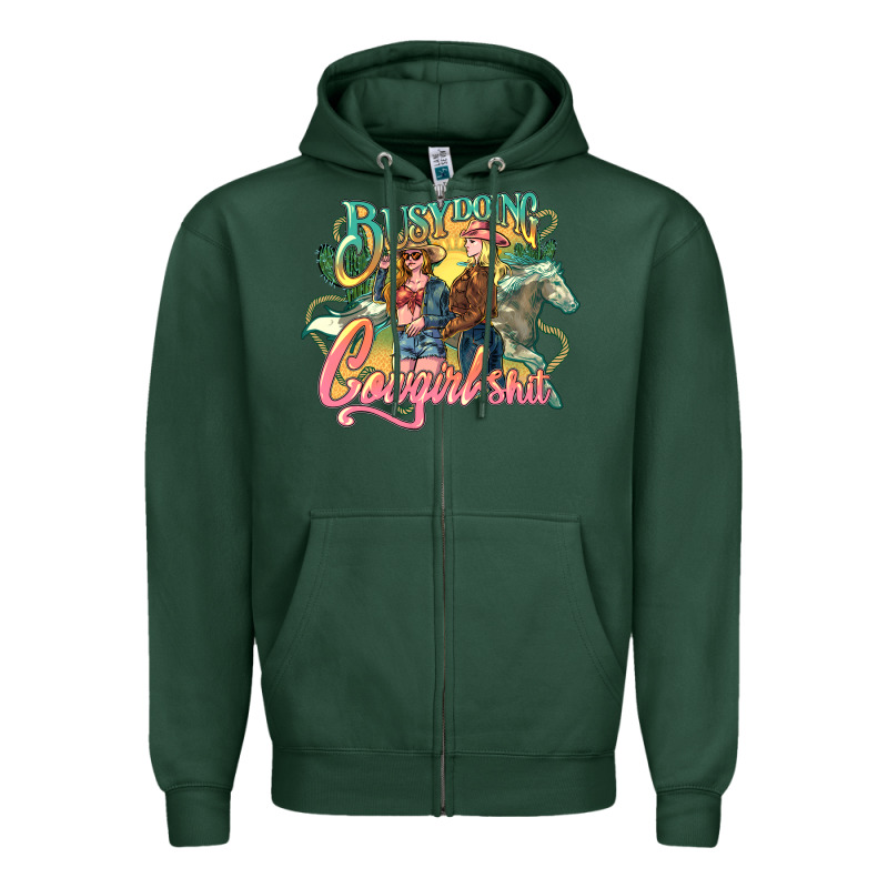 Busy Doing Cowgirl Shit Zipper Hoodie by HowdyJamesFarm | Teevron