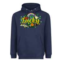 Navy lucky gnomes truck St. Patrick's Heavyweight Hoodie - HowdyJamesFarm