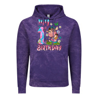 Cloud Purple my 1 st birthday with little cute cow Vintage Hoodie - NancyCooperArtShop
