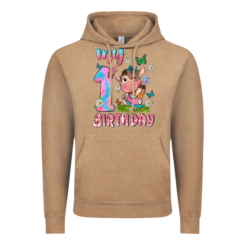 My 1 St Birthday With Little Cute Cow Vintage Hoodie by NancyCooperArtShop | Teevron