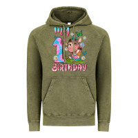 Vintage Olive my 1 st birthday with little cute cow Vintage Hoodie - NancyCooperArtShop
