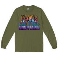 Army Green Faith Can Move Mountains Long Sleeve Tee - LillyAllenDesigns