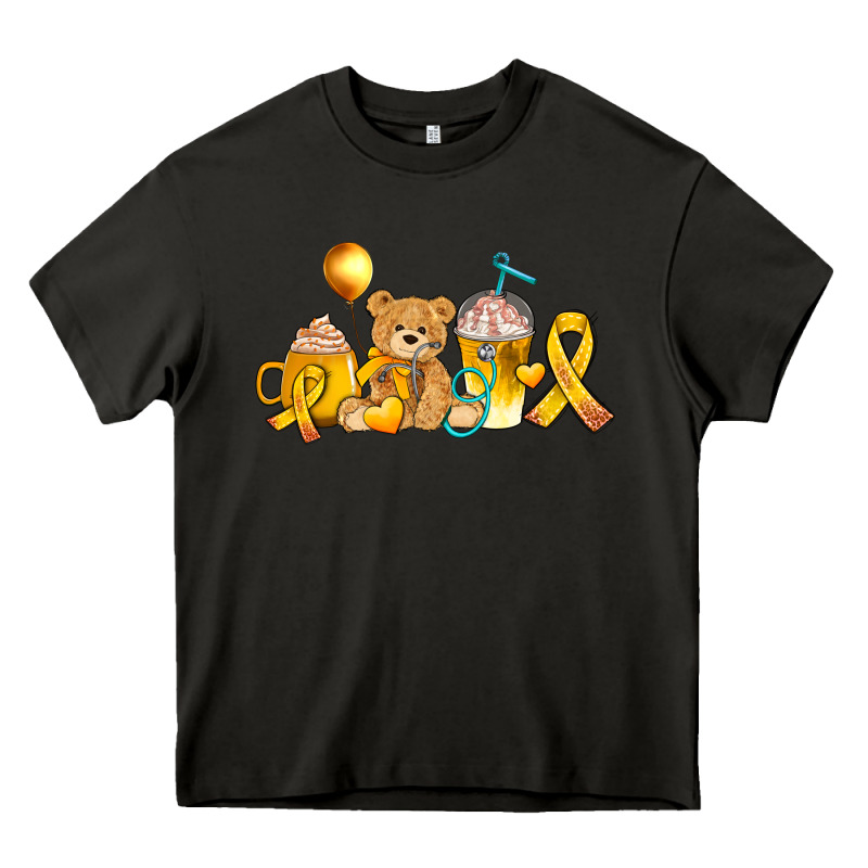 Childhood Cancer Ribbon And Coffee Cups Heavy Core Tee by AdoDesignShop | Teevron