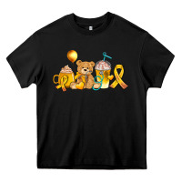 Black childhood cancer ribbon and coffee cups Heavy Core Tee - AdoDesignShop