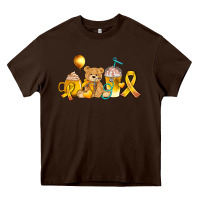 Chocolate Brown childhood cancer ribbon and coffee cups Heavy Core Tee - AdoDesignShop