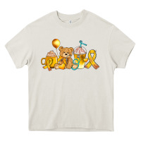 Cream childhood cancer ribbon and coffee cups Heavy Core Tee - AdoDesignShop