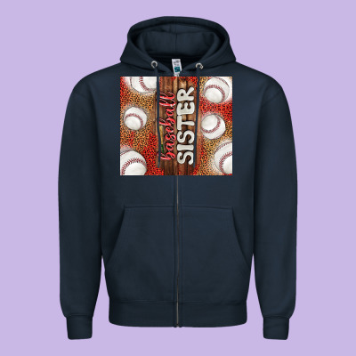 Baseball Sister Zipper Hoodie Designed By Tumblerdesignbyshophia
