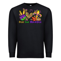Black peace love mardi gras olivia Premium Sweatshirt - OliviaCreatesArt