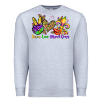 Heather Grey peace love mardi gras olivia Premium Sweatshirt - OliviaCreatesArt