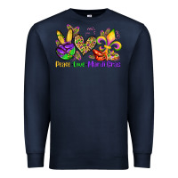 Navy peace love mardi gras olivia Premium Sweatshirt - OliviaCreatesArt
