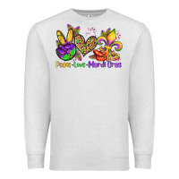 Oatmeal Heather peace love mardi gras olivia Premium Sweatshirt - OliviaCreatesArt
