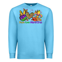 Ocean Blue peace love mardi gras olivia Premium Sweatshirt - OliviaCreatesArt
