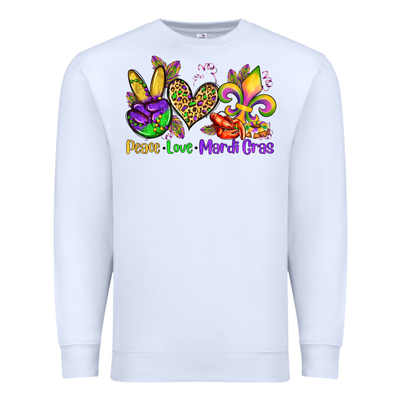 Peace Love Mardi Gras Olivia Premium Sweatshirt by OliviaCreatesArt | Teevron
