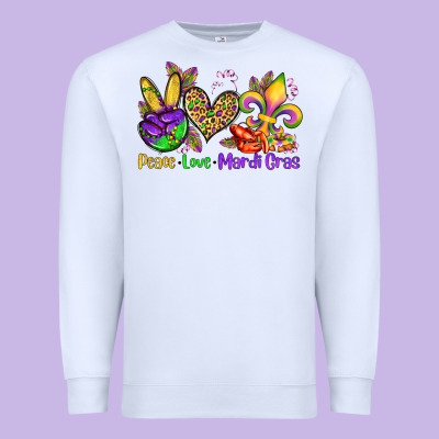 Peace Love Mardi Gras Olivia Premium Sweatshirt Designed By Oliviacreatesart