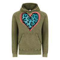 Vintage Olive Blue Leopard Heart Vintage Hoodie - Jasminsmagicworld