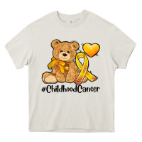 Cream childhood cancer and cancer ribbon Heavy Core Tee - AdoDesignShop