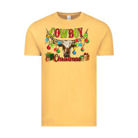 Vintage Mustard cowboy christmas Vintage Tee - MaliasSmallBusiness