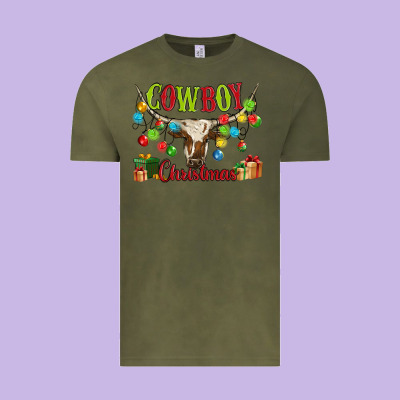 Cowboy Christmas Vintage Tee Designed By Maliassmallbusiness