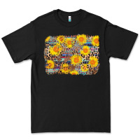Black aztec sunflower leopard background Premium Tee - AdoDesignShop