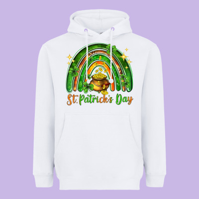St. Patrick's Day Rainbow Heavyweight Hoodie Designed By Howdyjamesfarm