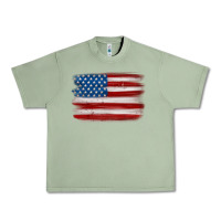 Oil Green american flag distressed background Urban Heavy Tee - MaliasSmallBusiness