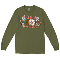 Army Green Western She Is Strong Long Sleeve Tee - LillyAllenDesigns
