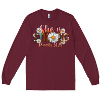 Burgundy Western She Is Strong Long Sleeve Tee - LillyAllenDesigns