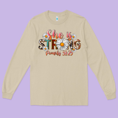 Western She Is Strong Long Sleeve Tee Designed By Lillyallendesigns