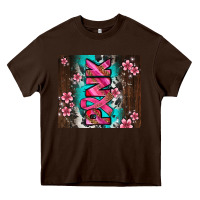 Chocolate Brown western pattern pink with floral cancer ribbon Heavy Core Tee - AdoDesignShop