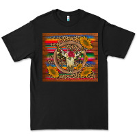Black serape sunflowers bull skull background Premium Tee - Artiststas