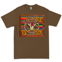 Cacao serape sunflowers bull skull background Premium Tee - Artiststas