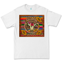 White serape sunflowers bull skull background Premium Tee - Artiststas