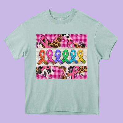 Western Colorfull Cancer Ribbon Heavy Core Tee Designed By Adodesignshop