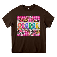 Chocolate Brown western colorfull cancer ribbon Heavy Core Tee - AdoDesignShop