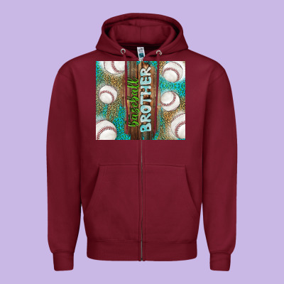 Baseball Brother Zipper Hoodie Designed By Tumblerdesignbyshophia