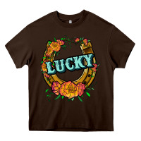 Chocolate Brown horseshoe lucky Heavy Core Tee - JahusDesignShop