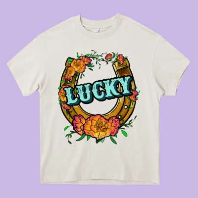Horseshoe Lucky Heavy Core Tee Designed By Jahusdesignshop