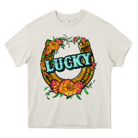 Cream horseshoe lucky Heavy Core Tee - JahusDesignShop