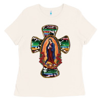 Bone Our Lady Of Guadalupe Cross Ladies Tee - RanaPortraitStore