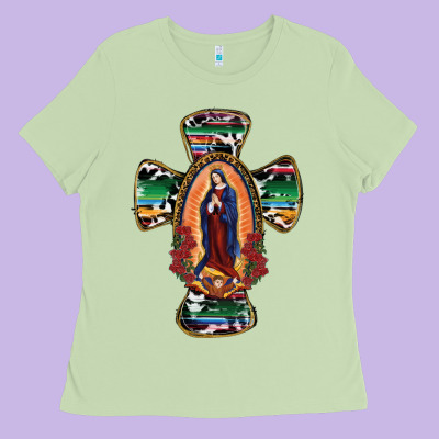 Our Lady Of Guadalupe Cross Ladies Tee Designed By Ranaportraitstore
