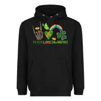 Black Peace Love Shamrock  St. Patrick's Day Heavyweight Hoodie - CowGirlArtShop