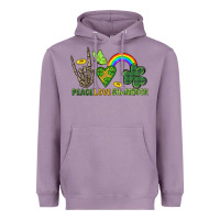 Lavender Peace Love Shamrock  St. Patrick's Day Heavyweight Hoodie - CowGirlArtShop