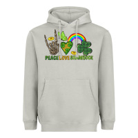 Moon Dust Peace Love Shamrock  St. Patrick's Day Heavyweight Hoodie - CowGirlArtShop