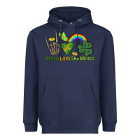 Navy Peace Love Shamrock  St. Patrick's Day Heavyweight Hoodie - CowGirlArtShop
